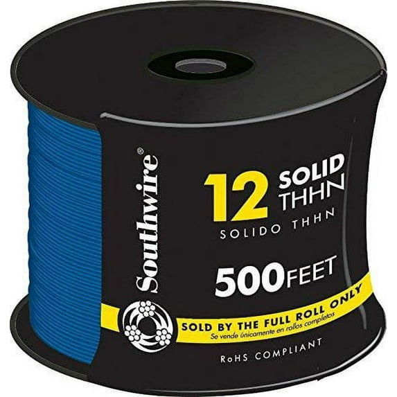 SOUTHWIRE COMPANY LL 11590758 Building Wire 12 Ga, 1 Conductor 20 Amp 600 V 90 Deg C 500 ' Blue