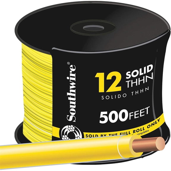 SOUTHWIRE COMPANY LL 11592358 Building Wire 12 Ga, Single Conductor 20 Amp 600 V 90 Deg C 500 ' Yellow