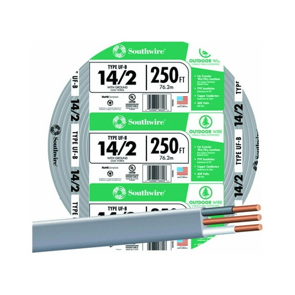 Southwire Underground Feeder Cable 14-2 Copper PVC - 250 Ft