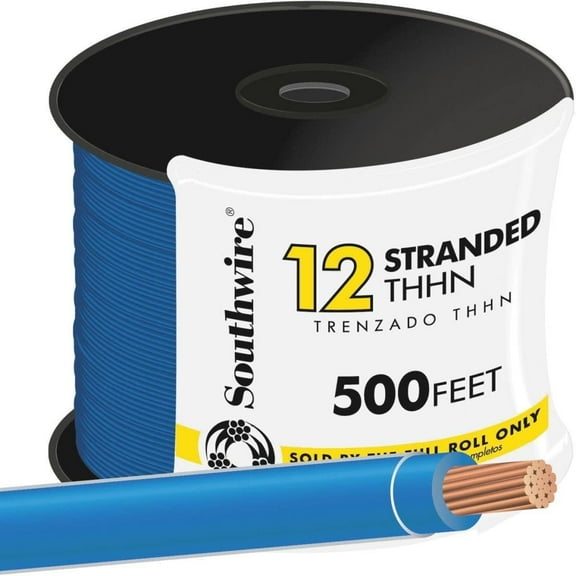 SOUTHWIRE COMPANY LL 22967458 Southwire Building Wire Stranded Copper 12 Ga, 1 Conductor 20 Amp 600 V 90 Deg C 500 ' Blue
