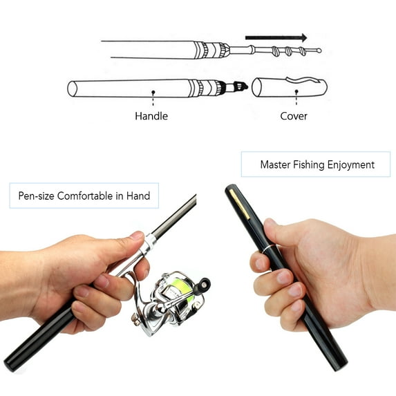 SOUUXIU Telescopic Fishing Rod Reel Combo Lightweight Fishing Rod Reel System For Freshwater Saltwater Mini Pen Fishing Pole Kit