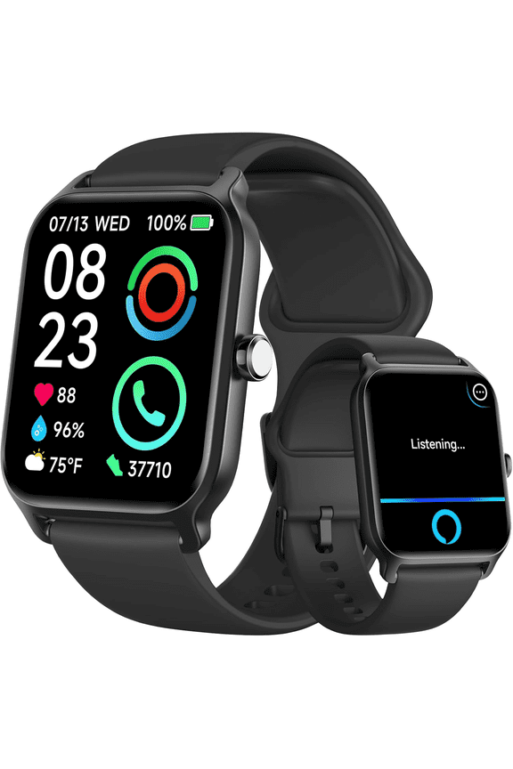 2026 Smart Watch for Women Men,  IP68 Waterproof Smartwatch for Android Iphone,1.8" Fitness Tracker with Bluetooth Answer /Calls,100+ Sports Modes,Sleep record, Weather, Black