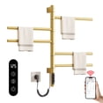 thumbnail image 1 of SOUYIE Smart Rotating Heated Towel Rack for Bathroom, 90W Electric Towel Warmer with Swivel Bars, 1-24H Timer, 115℉-155℉, Wi-Fi App Control, Low Carbon Steel, IPX5, Plug-in/Hardwired, Gold, 1 of 9