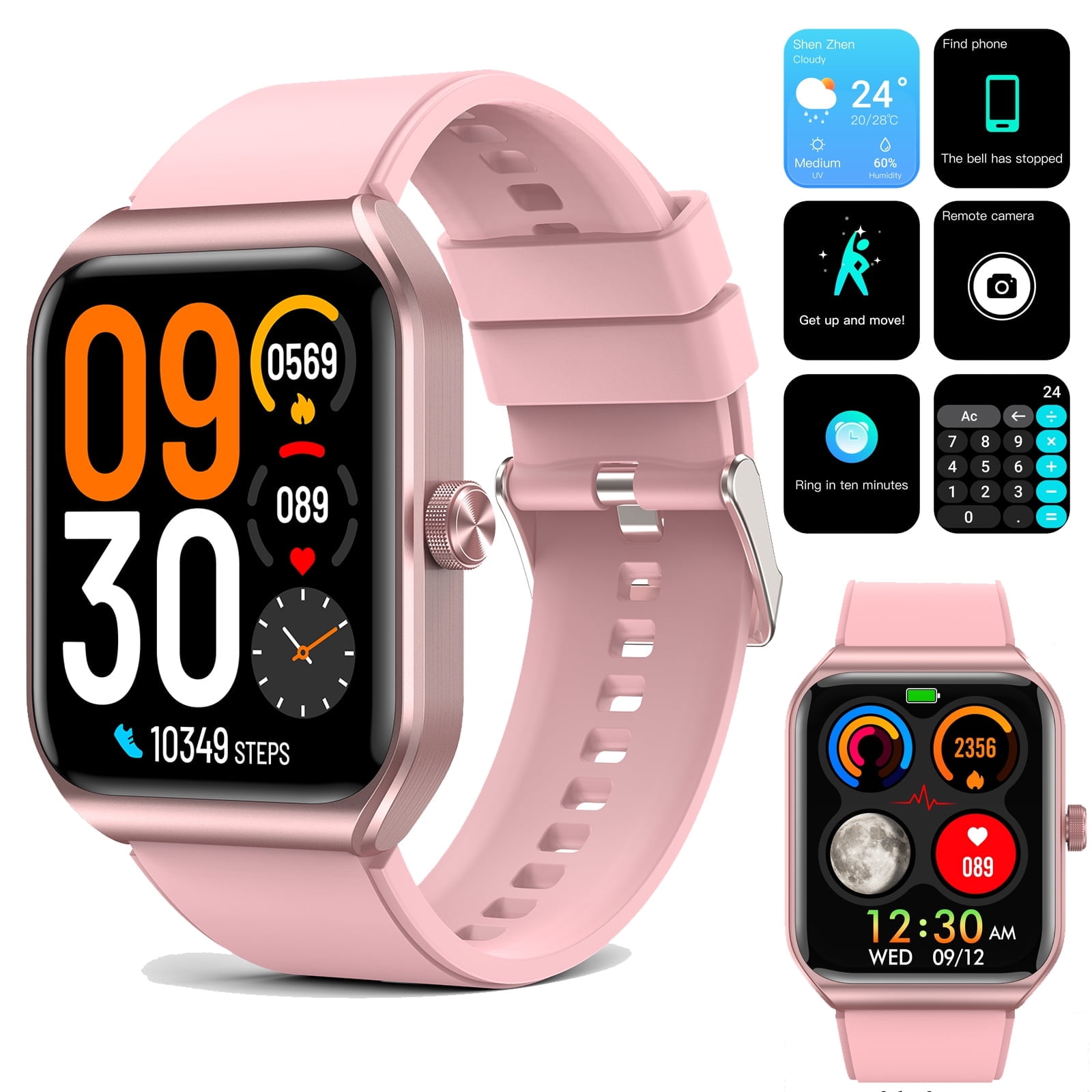 SOUYIE Smart Watch for Android and iPhone,1.91" Touch Screen Smartwatch for Women, 100+ Sports Modes Fitness Tracker with Answer/Calls/Message Reminder, IP68 Waterproof for Gift