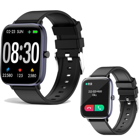 SOUYIE Smart Watch with Bluetooth Call /Text for Women Men , IP67 Waterproof Fitness Tracker with 1.7" HD Display, Fitness Watches for Android and iOS Phones, Black