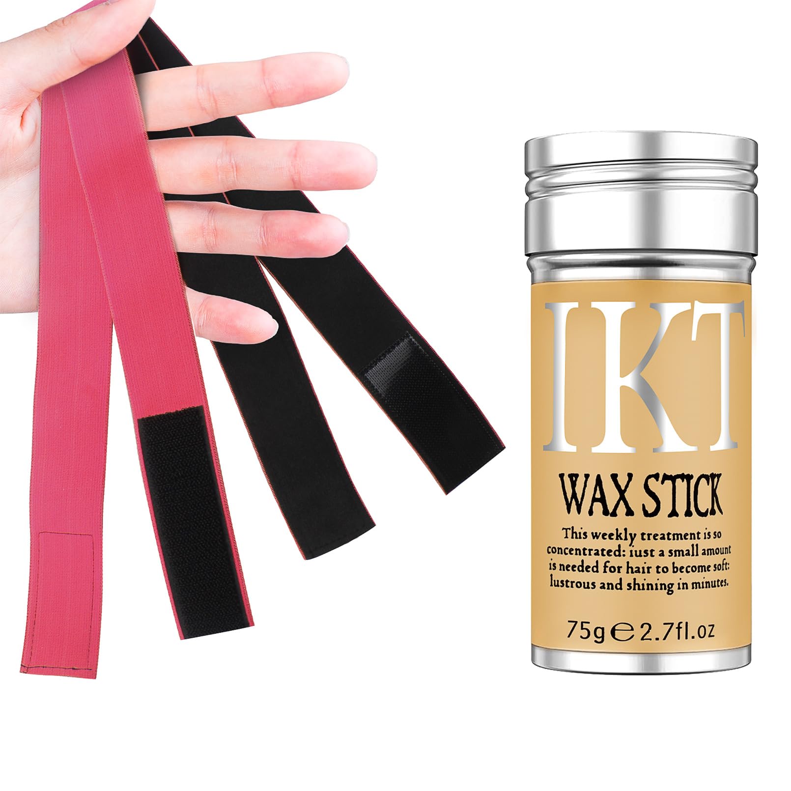 SOVONCARE Black Hair Wax Stick with Lace Melting Bands for Flyaways