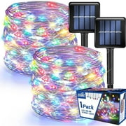 SOWAZ 2 Pack Solar String Lights Outdoor, 39.4 FT 120 LED Solar Powered Waterproof Fairy Lights 8 Modes, Copper Wire Lights for Christmas Patio Party Tree Yard Decoration (Multi-Colored)