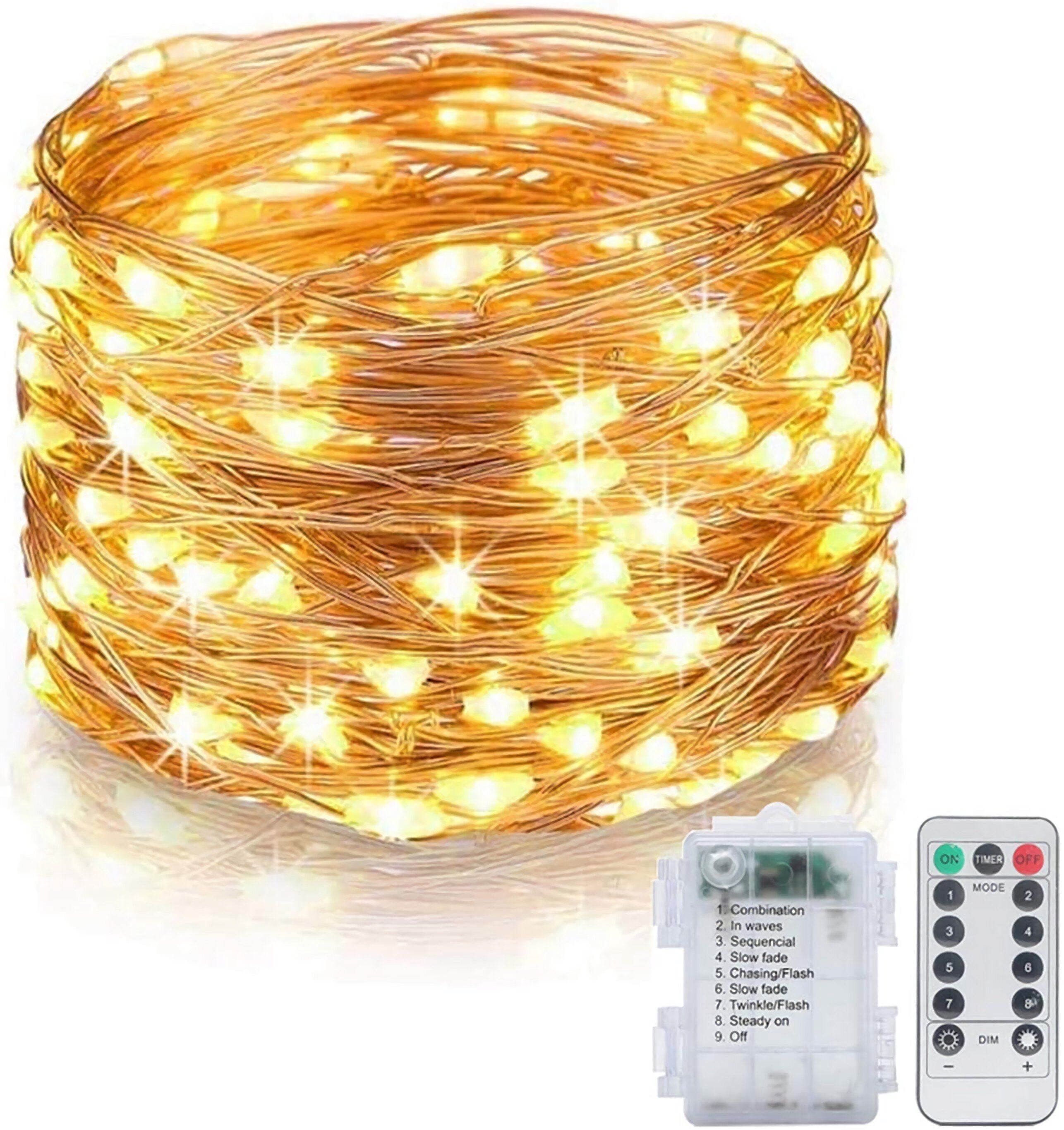 SOWAZ 33 Ft Battery Operated LED String Lights, 100 Pack, Copper Wire ...