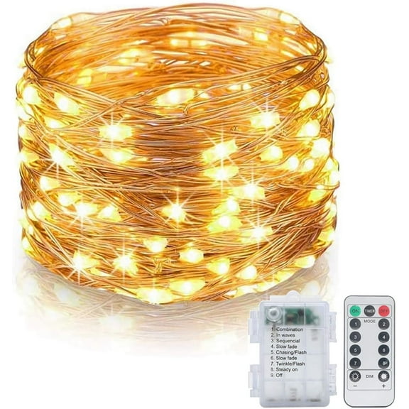 SOWAZ 33 Ft Battery Operated Indoor LED String Lights, 100 Pack