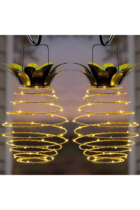 Solar Outdoor Hanging Pineapple Lanterns, 2 Count