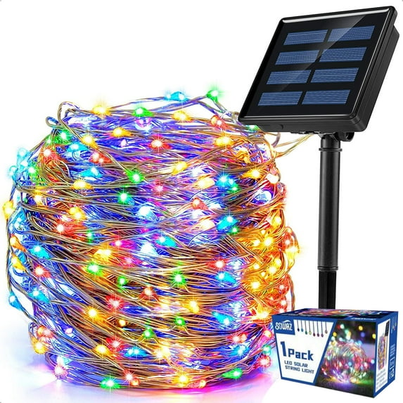 SOWAZ Upgraded Solar String Lights Outdoor, Mini 33Feet 100 LED Copper Wire Lights, Solar Powered Fairy Lights, Waterproof Solar Decoration Lights for Garden Yard Party Wedding Christmas (Multicolor)