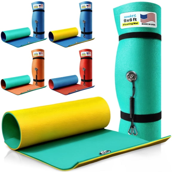 SOWKT® Floating Water Mat Made in USA (9x6, 12x6, 18x6 ft) for Lake Pool