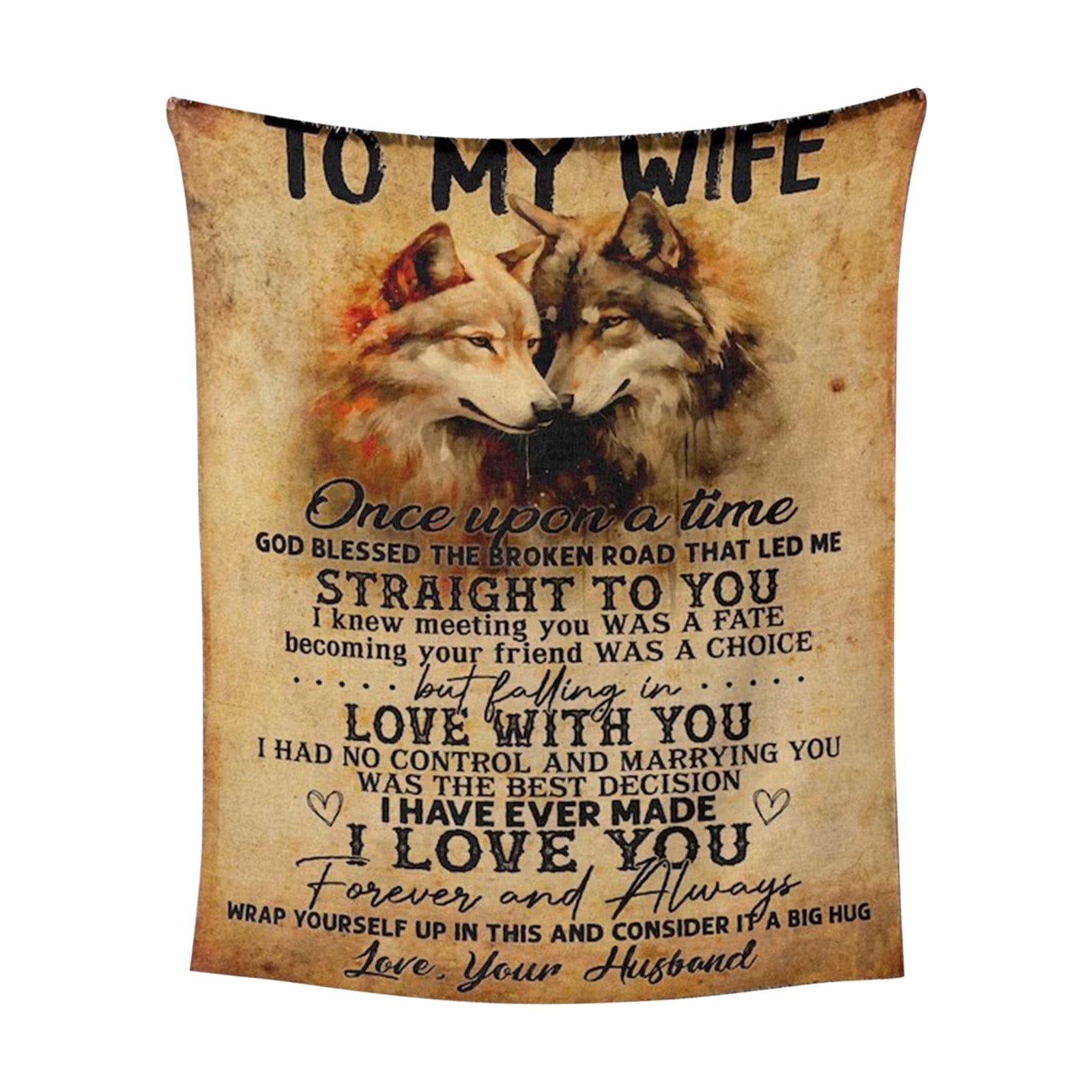 SOWNBV NonFunctional Blankets To My Wife Flannel Blanket Valentine's