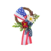SOWNBV Garlands Independence Day Wreath Flower Basket Door Basket Decoration Flower Wreath Door Hanging Blue One Size