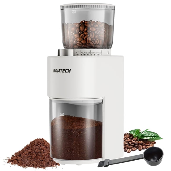 SOWTECH Conical Burr Coffee Grinder, Adjustable Electric Mill, 38 Precise Grind Settings, Precision Timer, for Espresso, Drip and French Press, Home &Office, Beige