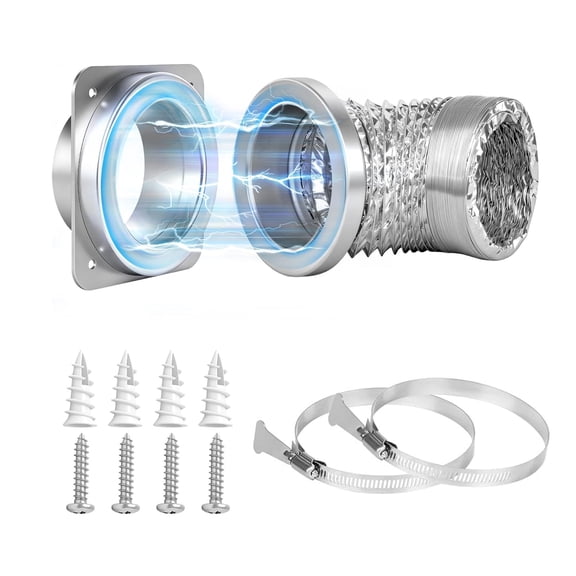 SOXOTOG Magnetic Dryer Vent,DV180 Airtight Seal Dryer Vent,Self-aligning design, quick installation, dryer magnetic exhaust duct connector kit,Lncludes a 2.6-foot (4-inch) Pipe and Two Clamps.