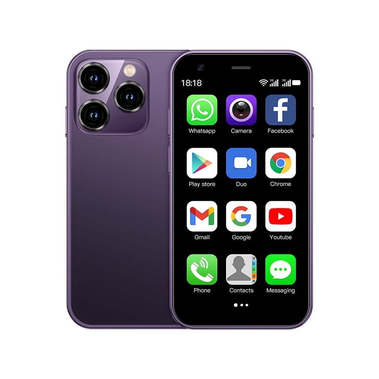 Mini Phone Unlocked, 3.0" HD Smallest Android Smartphone, MTK6580 Quad-Core 2GB+16GB, 3G Dual SIM Compact Mobile Phone, 1000mAh Type-C, Face ID - for Kids Students(Gray)