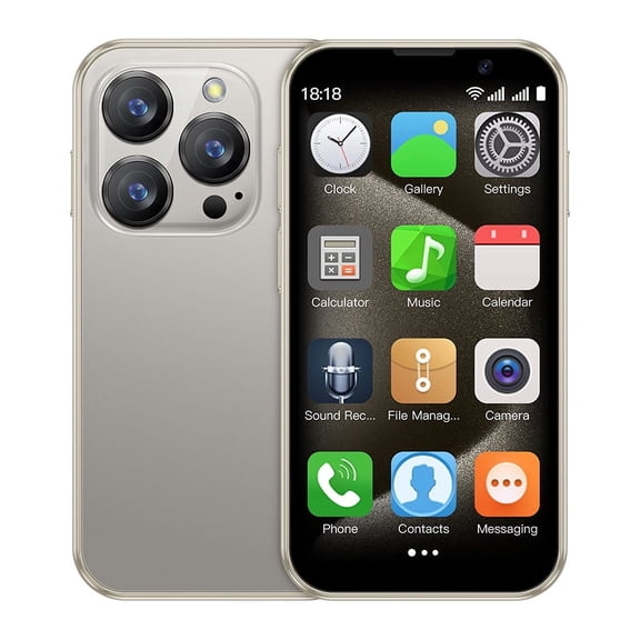 SOYES XS18 Pro Mini Smart Phone 3.0" Screen Android 9.0 2GB RAM 16GB ROM Face ID Dual SIM 3G Small Compact Phone Backup (Gold)