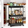 thumbnail image 1 of SOYO 3 Tier Rolling Storage Cart, Utility Cart Mobile Slide Out Organizer, Bathroom Standing Rack Shelving Unit Organizer for Kitchen, Bathroom, Laundry Room, Black, 1 of 8