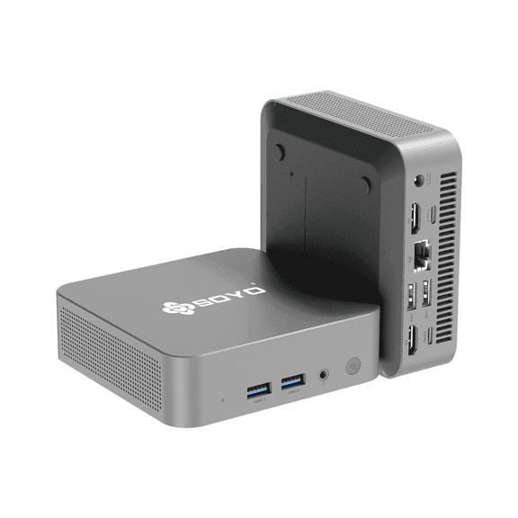 SOYO M4 Air Mini PC, 8GB RAM 256GB SSD, Intel N95(4C/CT, up tp 3.4GHz), 2xHDMI, 2xType-C, 2xUSB3.2, Wifi 5/BT 4.2/1000M Ethernet Port Desktop Mini Computer