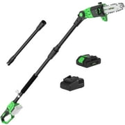 SOYUS Pole Saw 8-Inch Cordless, 15-Foot Max Reach Electric Pole Saw for Tree Trimming, 16ft/s Speed, Auto Oiling, Multi-Angle Pole Chainsaw with 2.0Ah Battery & Charger