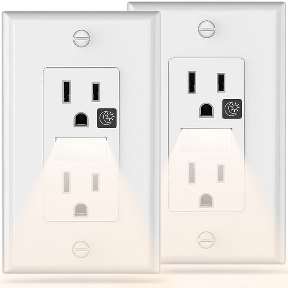 SOZULAMP MG-105C, 15 A 125 V 0.3 W Glossy White Decorative Receptacle Electrical Outlet 2 Piece