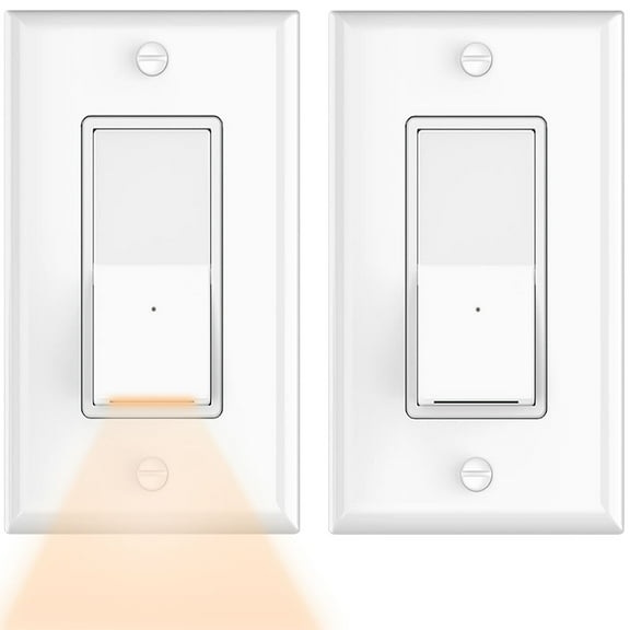 SOZULAMP Rocker Paddle Single Control Wall Light Switch With Night Light Single Pole, 15Amp, 120-277V AC (Warm White LED)