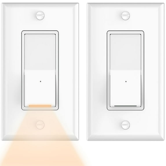 SOZULAMP Rocker Paddle Single Control Wall Light Switch With Night Light Single Pole, 15Amp, 120-277V AC (Warm White LED)