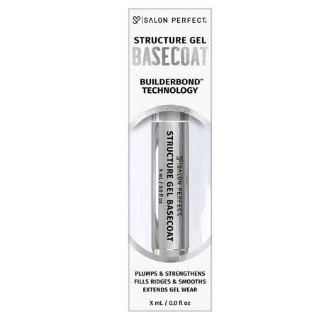 Salon Perfect Structure Gel Nail Polish Builder Hard Gel Base Coat, Brush On, 4.5g, Clear