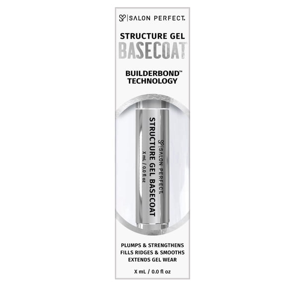 Salon Perfect Structure Gel Nail Polish Builder Hard Gel Base Coat, Brush On, 4.5g, Clear