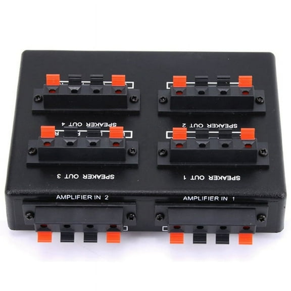SP-24 Mini 2-in-4-OUT Stereo Audio Amplifier Switcher Box Speaker Splitter