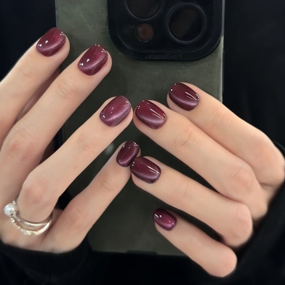 SP-330 Amethyst Grape 10 Pieces Phototherapy Handmade Nail Red Purple Cat's Eye Pure Desire Elegant Temperament Nail Art Patch