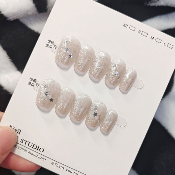 SP-349 Galaxy Ribbon 10 pieces Phototherapy Handmade Wear Nail Cat's Eye S Bend Star Advanced Whitening Nail Patch Sticker