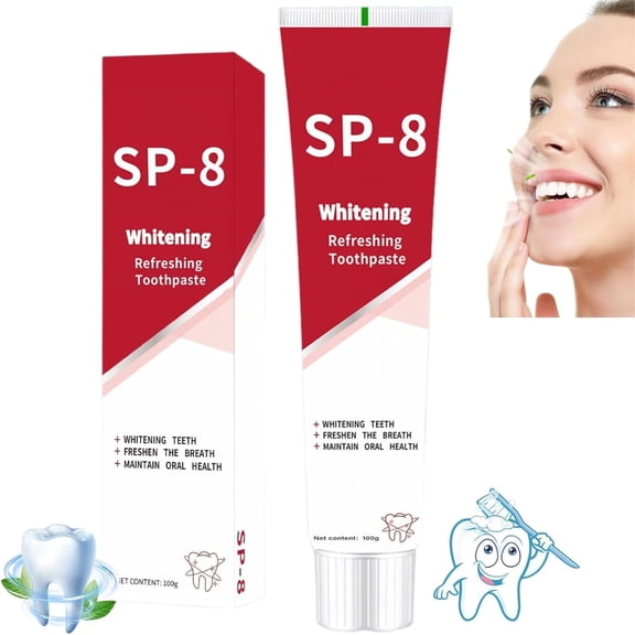 SP-8 Pasta Dental, SP-8 Probiotic Whitening Toothpaste for Oral Health, SP-8 Ultra Whitening Toothpaste, Deep Cleaning Care Toothpaste, Fresh Breath, 100g