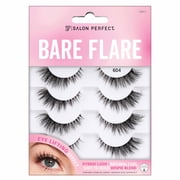 Salon Perfect Bare Flare Hybrid Wispy Fake Lashes, False Eyelashes, 604, Black, 4 Pairs