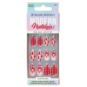 Salon Perfect Artificial Fake Press On Nails, 493 Modern Nostalgia, Fire Chilis, Medium Almond, File, Glue and Prep Pad Included, 30 Nails