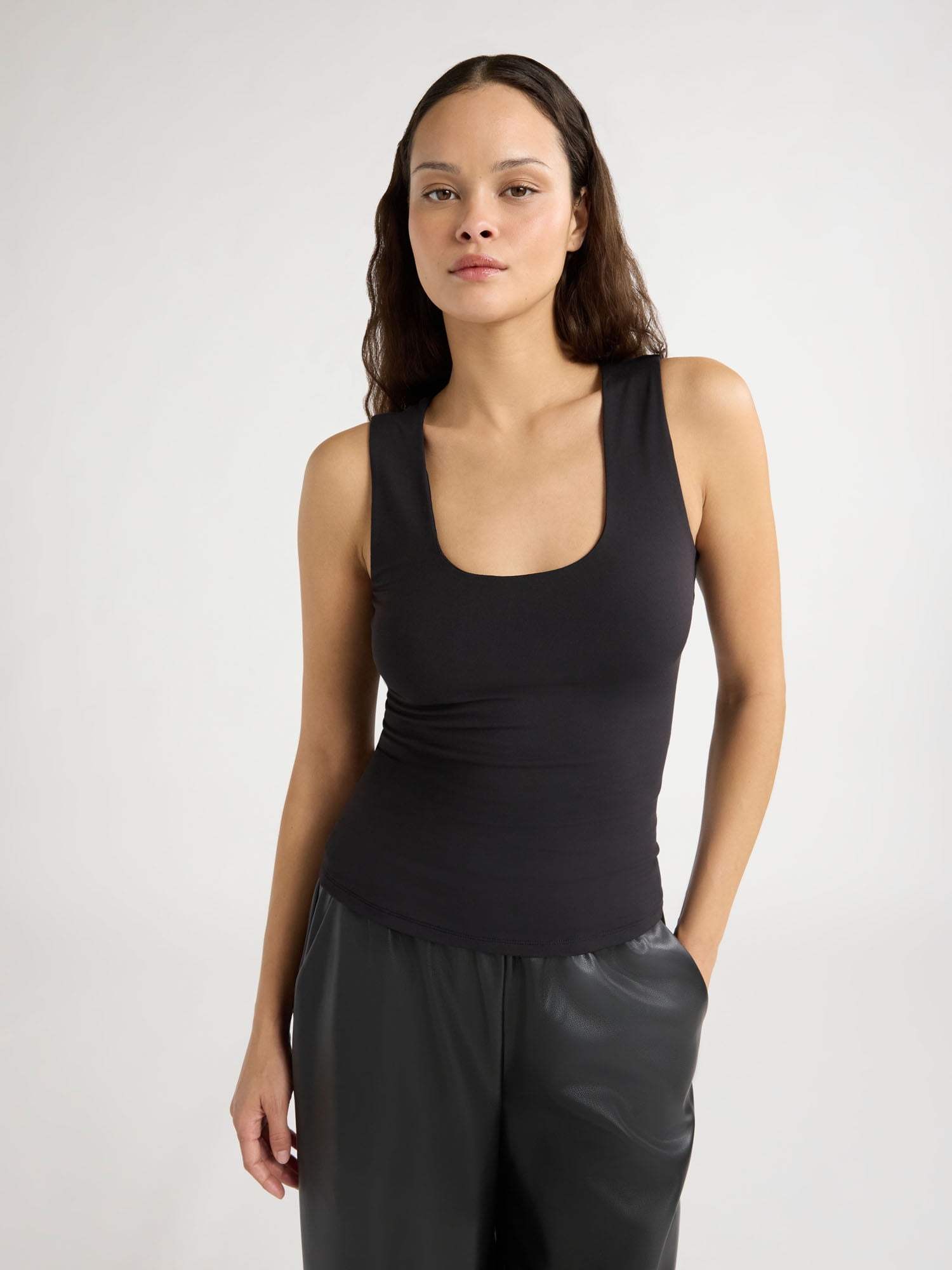 Women's Sleeveless Scoop Neck Contour Top, Sizes XS-XXL