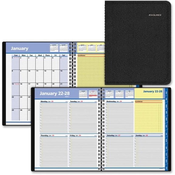 SP Richards  Quick Notes Weekly Monthly Appointment Book - Black - 7 5/8in. x 9 7/8in.