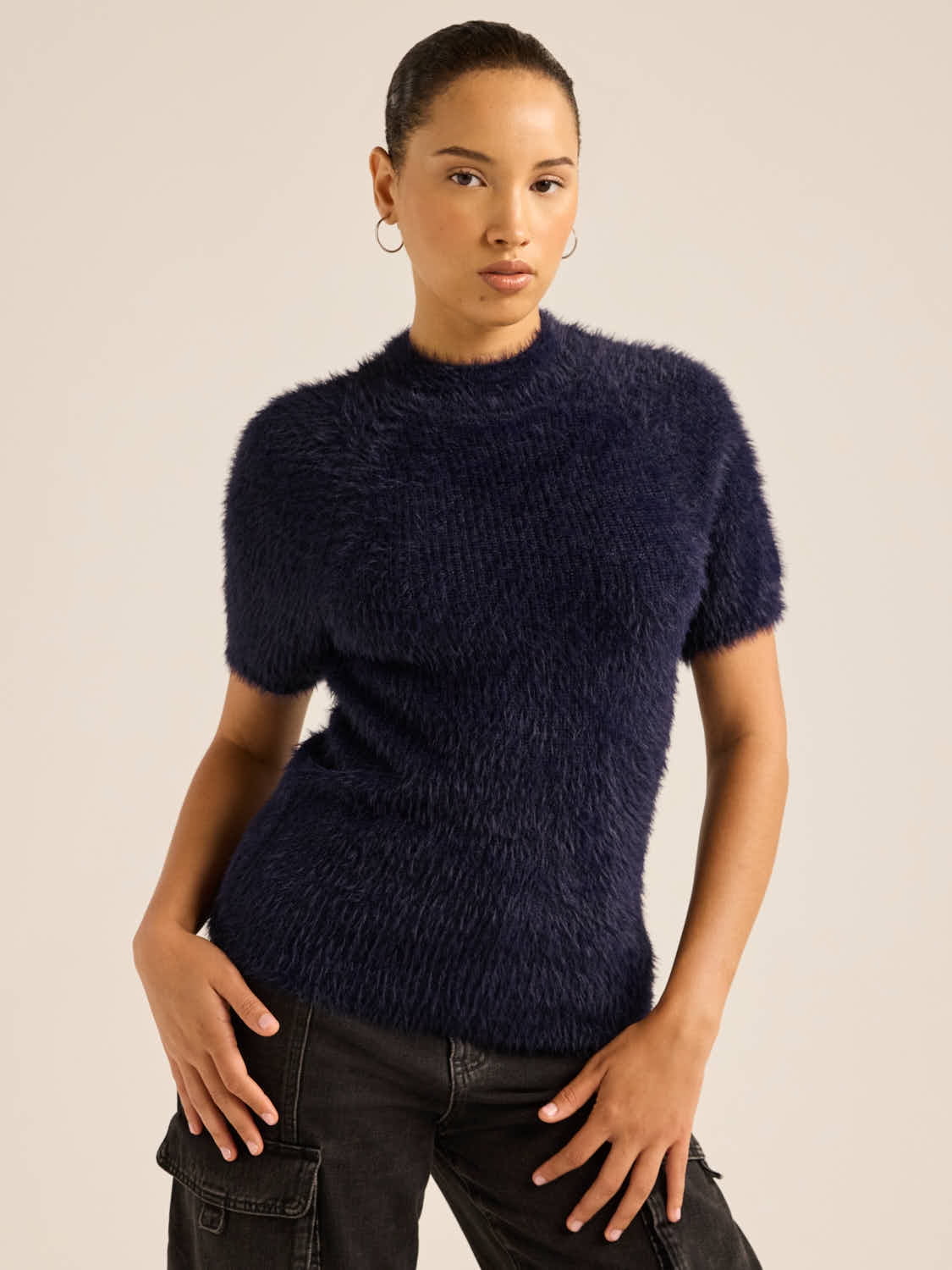 Scoop Women’s Fluffy Knit Tee, Midweight, Sizes XS-XXL