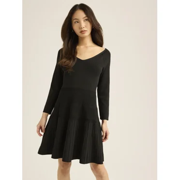 Scoop Women’s & Women's Plus Knit Mini Flare Dress, Sizes XS-4X