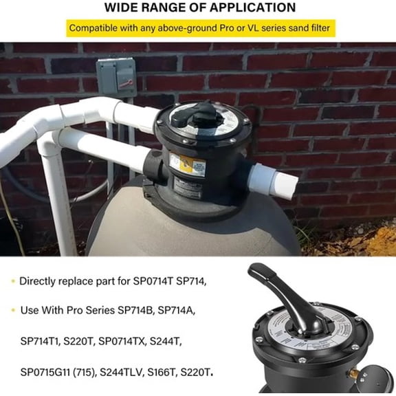 SP0714T Direct Replacement 7-Position Top Mount Valve, Fits Hayward GM Series GM140-GM245, 1.5 Inch, 1-Pack