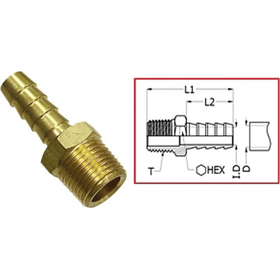 Spi-Sport Part MR-07305-1 Hose Barb Fitting - Male 1/4in. NPT Thread X 5/16in.