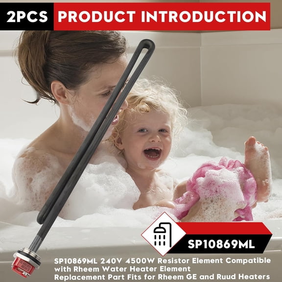 SP10869ML 240V 4500W Resistor Element fits for Rheem Water  Element, Replacement Part for Rheem,  and Ruud Heaters, for Models 2NPH0613-0AO0, 2NPH0811-0BB0,3PH2912-1AB0, 3PH3003-1AA0