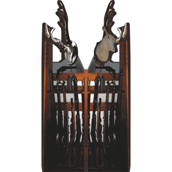 SP12945 Rustic Western Gun Rifle Rack Deer Head Antlers Trophy Prop Cardboard Cutout Standup Standee