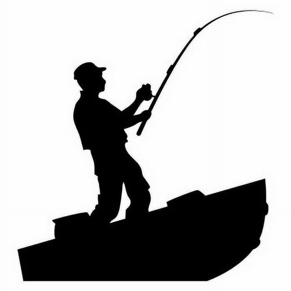 SP12986 Man Fishing on Boat Silhouette Cardboard Cutout Standee Standup