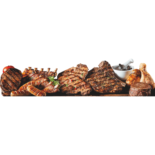 SP13127 Grilled Meat Steak Ribs Pork Beef Hot Dogs Cardboard Cutout