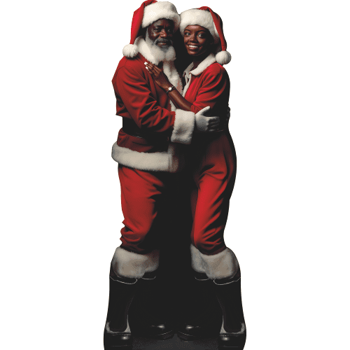 SP13176 Mr & Mrs Afro Black Santa Claus Christmas Cardboard Cutout Standee Standup