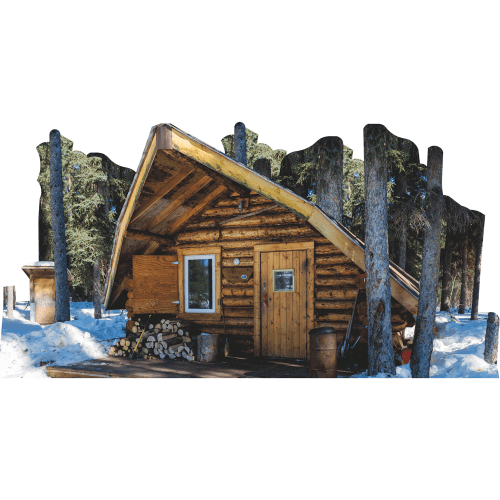 SP13264 Off Grid Winter Shelter Trapper Cabin Cardboard Cutout Standee Standup