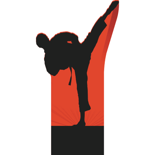 SP13389 Red Karate Kick Man Kid Ninja Silhouette Cardboard Cutout Standee Standup