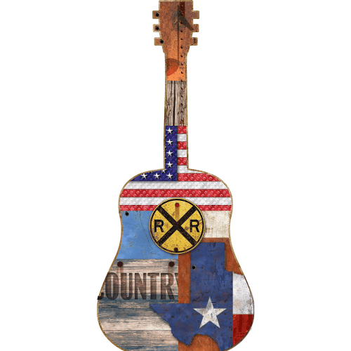 SP13421 Texas Country Music Guitar Rustic Cardboard Cutout Standee Standup